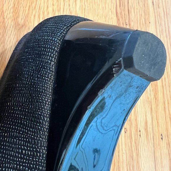 ~Stuart Weitzman~ Black Patent Leather Peep Toe Flats Size 11 - Picture 9 of 11